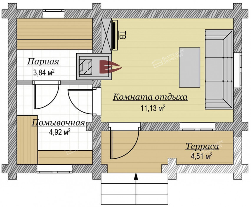 Баня из бревна VZ-617 